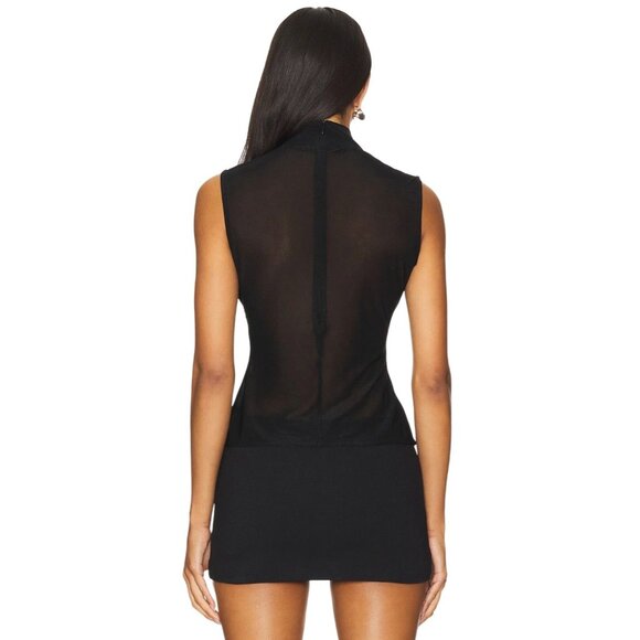 DELFI Alani Top in Black X-Small New Womens Sleeveless Sheer Tank Blouse - Picture 3 of 10